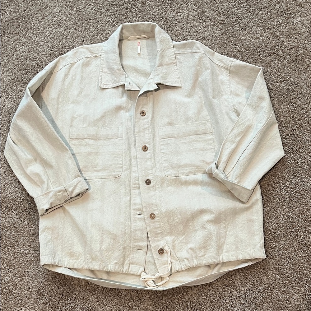 Free People Women’s Lightweight Cream Shirt Jacket